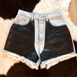 Dakota Blue Leather Chap Jean Shorts